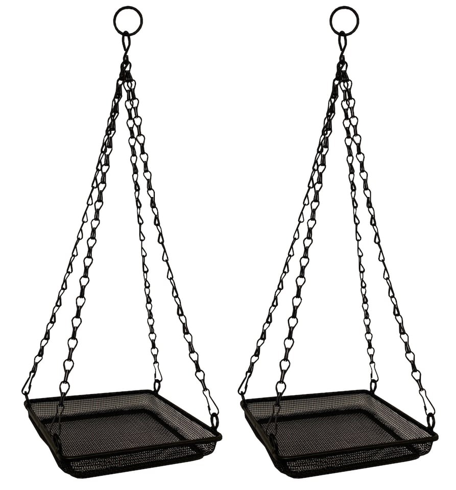 image 1 of Hanging Metal Bird Seed & Nut Feeder Tray (Pack of 2)