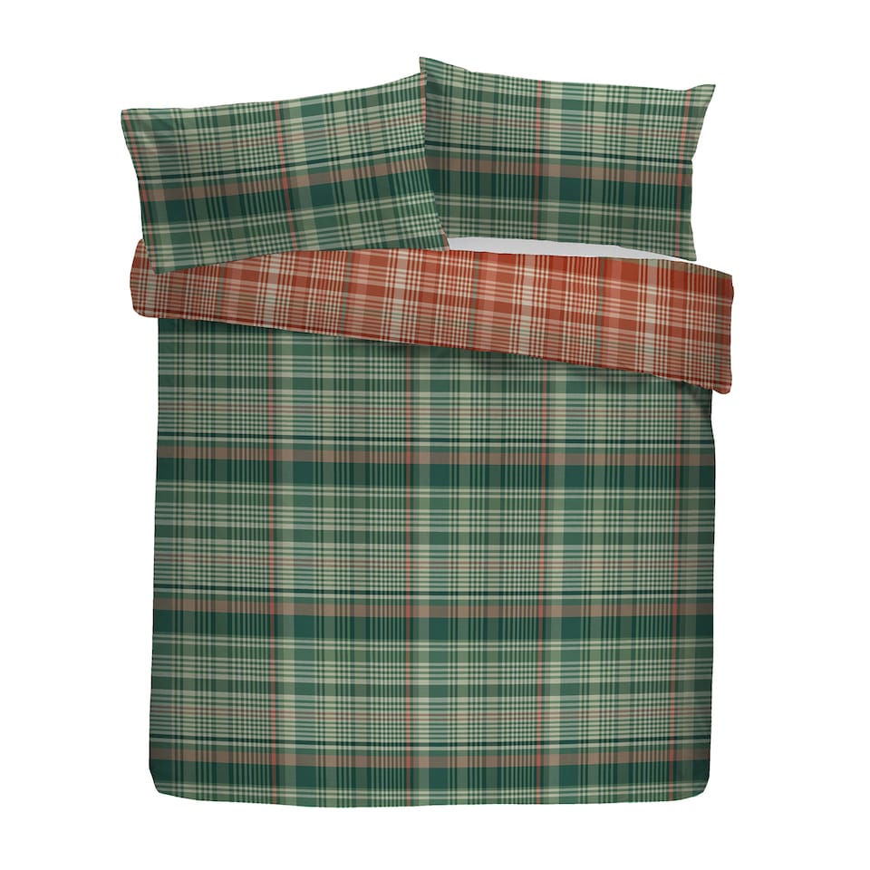 image 1 of D & D Bennet Check Duvet Cover Set Green