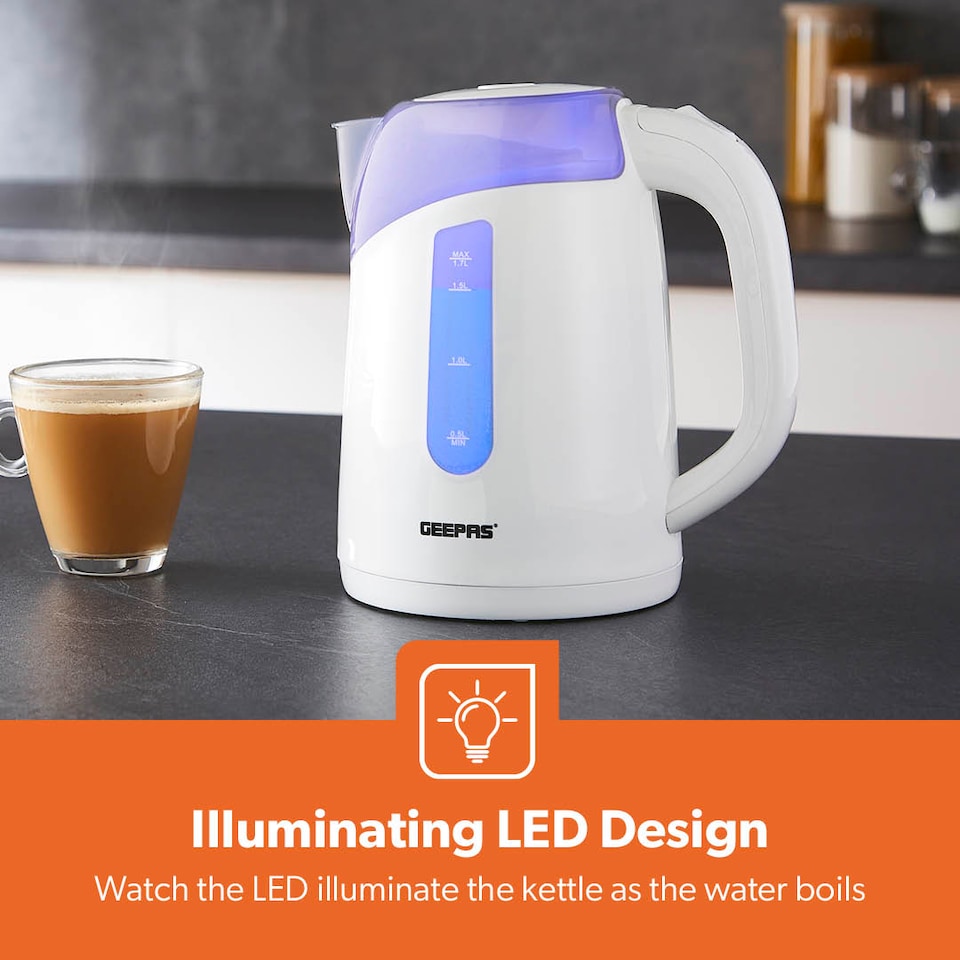 image 1 of GEEPAS 2200W Illuminating Electric Kettle, 1.7L
