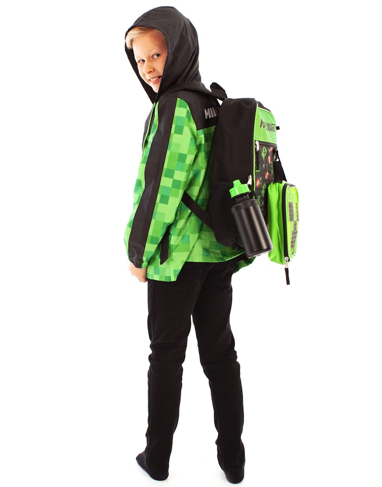 image 1 of Minecraft Creeper Backpack Set | Boys TNT 5 Piece Gamer Rucksack | Pencil Case, Bottle & Lunchbag Included | Unleash Adventure | Black | Black