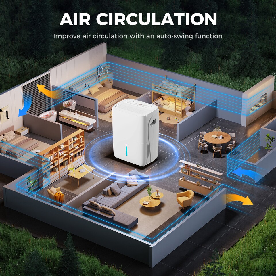 image 1 of HOMCOM 30LDay Dehumidifier with Auto-Clean Filter, Continuous Drainage, 4L Water Tank, 24H Timer, Digital Humidity Display, Dehumidifier for Home Damp, Bedroom, Condensation, Mould, Laundry Drying