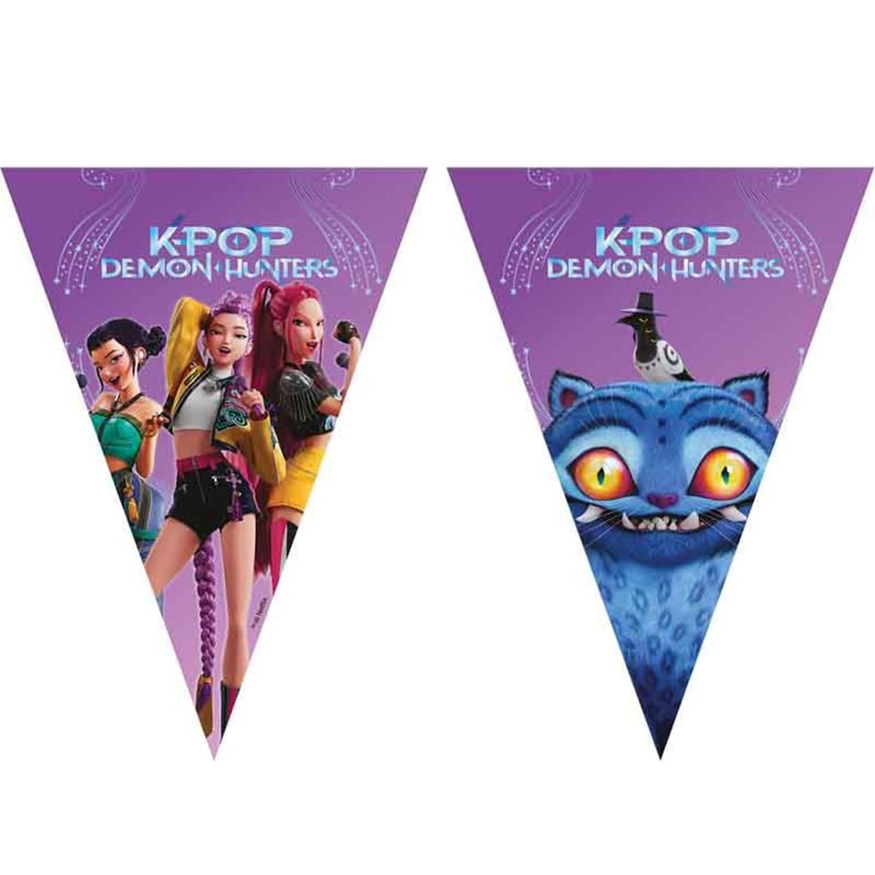 image 1 of K-Pop Demon Hunters Paper Triangle Flag Bunting Banner 2.3m