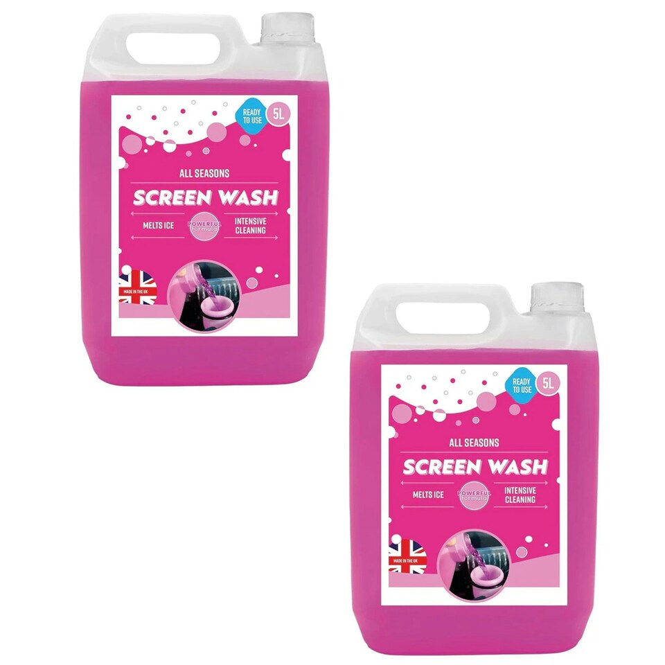 image 1 of 2 x Effective Ready To Use All Seasons 5L Pink Windscreen Screen Wash