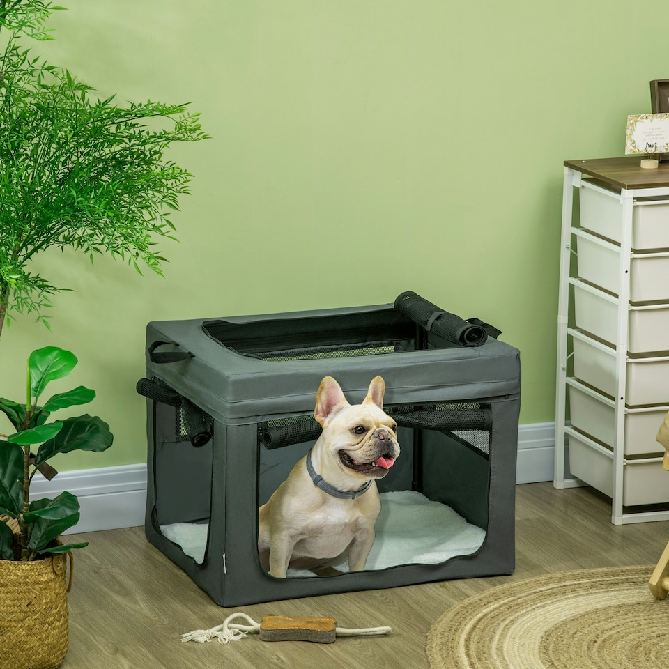 image 1 of PawHut 69cm Soft Side Pet Carrier w/ Cushion, for Mini Small Dogs - Grey