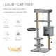 image 3 of PawHut 120cm Cat Tree Tower with Scratch Post Perch Hammock Condo Light Grey
