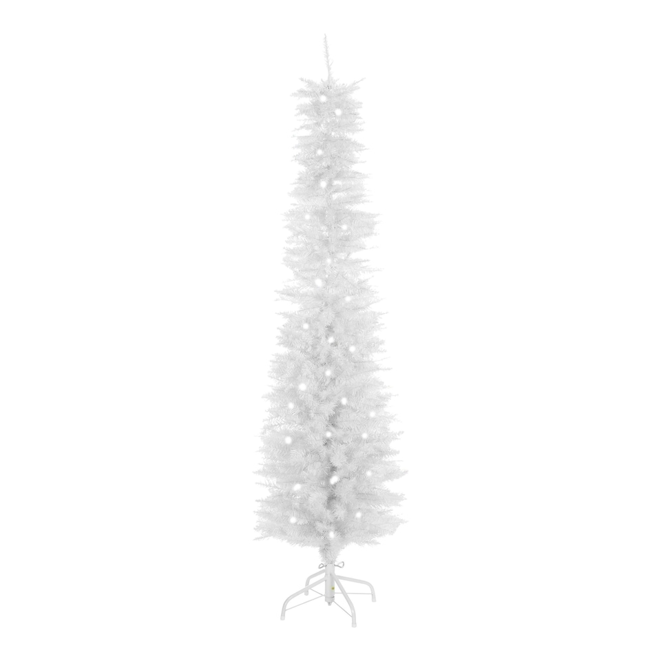image 1 of 6ft White Pre-Lit Slim Line Christmas Tree