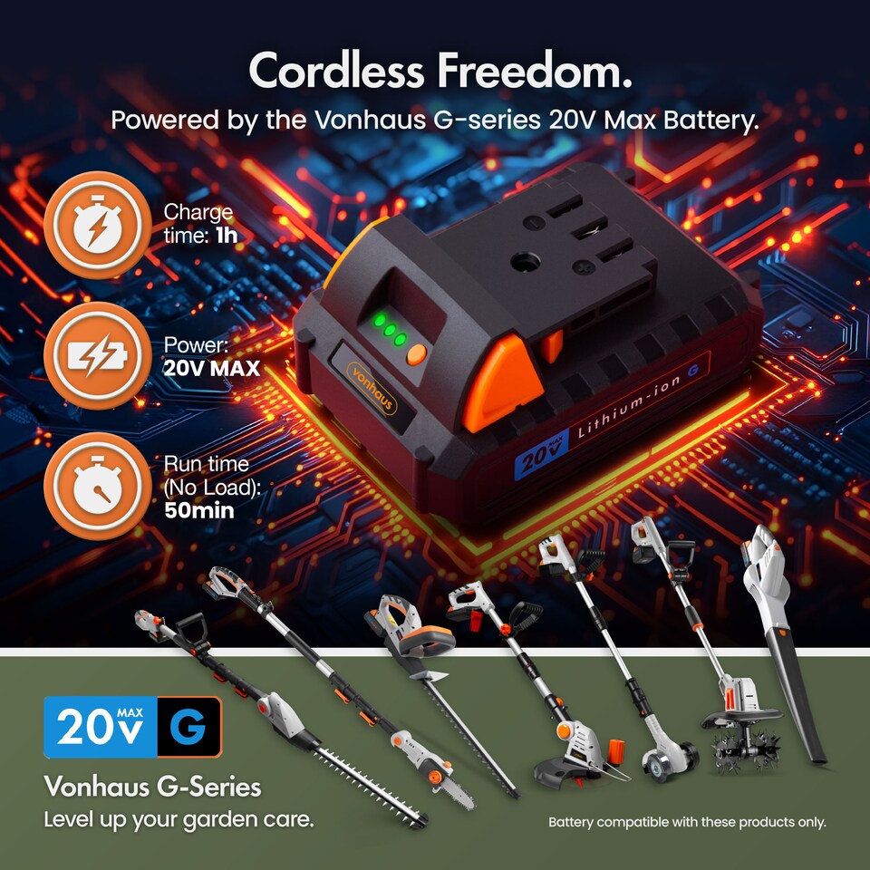 image 1 of VonHaus Cordless Pole Hedge Trimmer with 2 x 20V Batteries