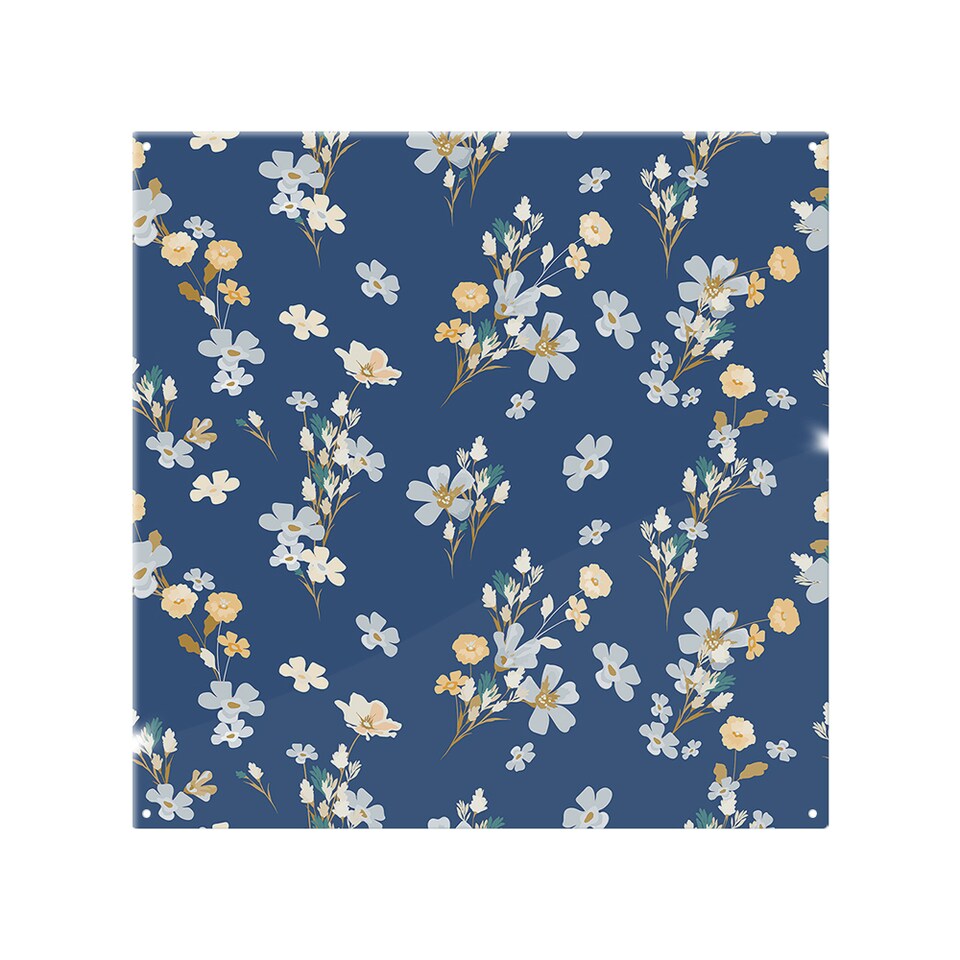 image 1 of Blue & Yellow Bunches Splash Back | White