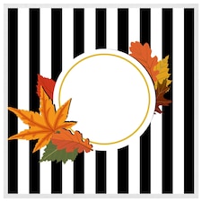 Blach stripes, autumn leaves (Picture Frame) White | S