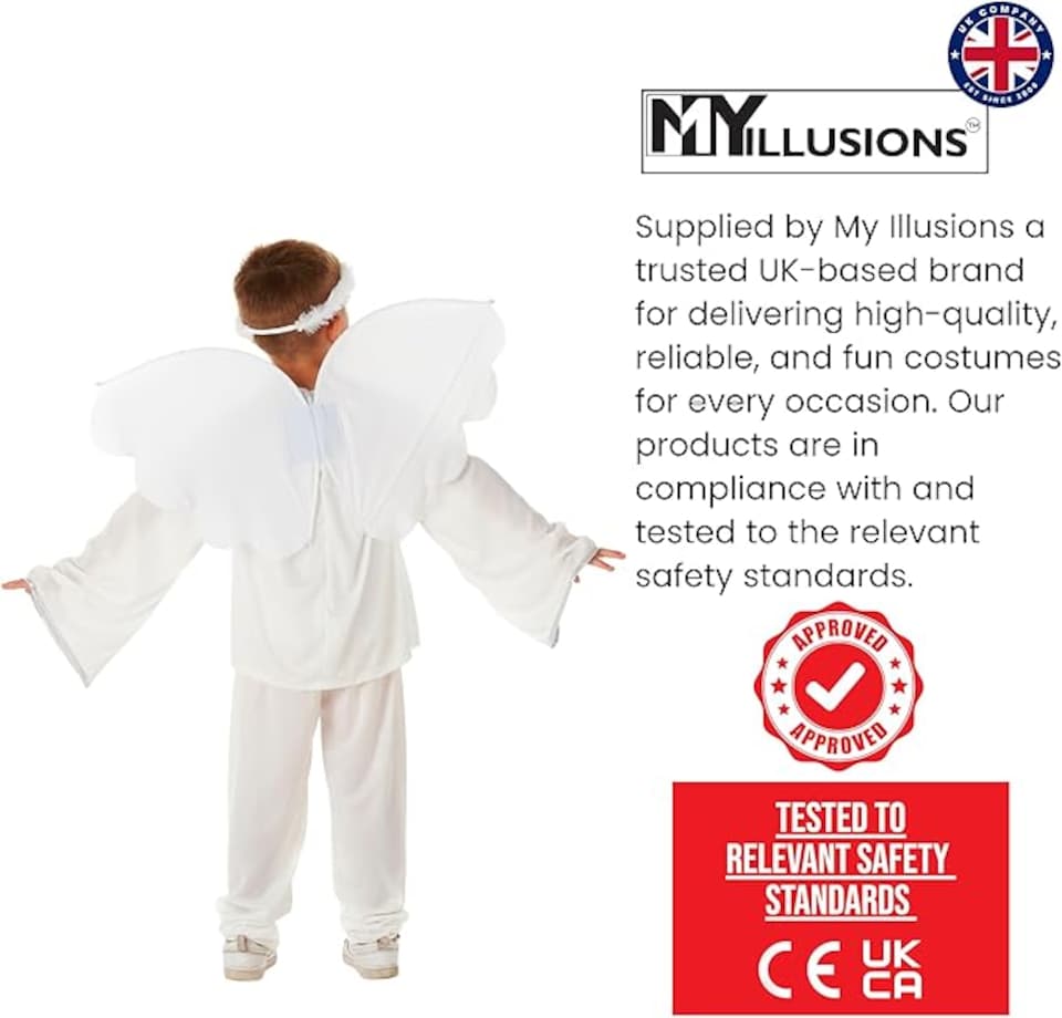 image 1 of Boys Shining Angel Costume Nativity Christmas Kids Fancy Dress Child Outfit Xmas(8-10 Years)