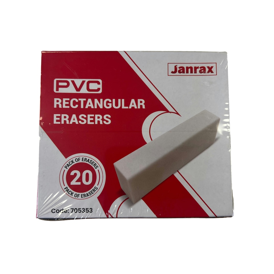 image 1 of Pack of 20 PVC Rectangular Erasers