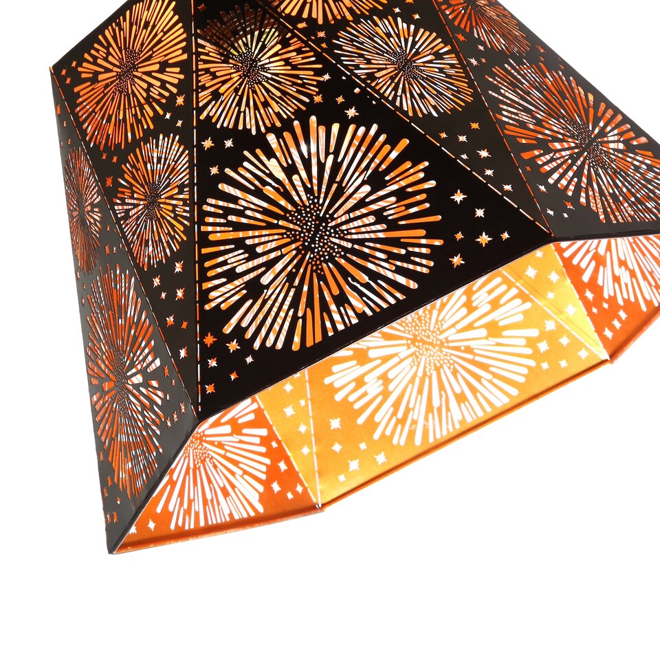 image 1 of Designer Hexagonal Pendant Lamp Shade in Matte Black with Starburst Shapes | Black