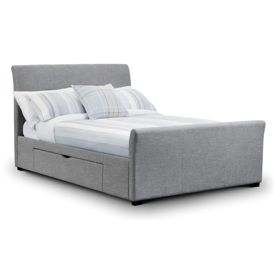 image 1 of Light Grey Fabric Bed Frame - Double 4'6" (135cm)