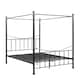 image 7 of Marylebone Traditional Four Poster Canopy Metal Bed Frame | Black | Black & Brass | King