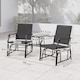 image 5 of Outsunny Outdoor Double Glider Rocking Chairs with Glass Top Middle Table, Metal Gliding Love Seat Conversation Furniture with Breathable Mesh Fabric Seat, for Garden, Patio, Black