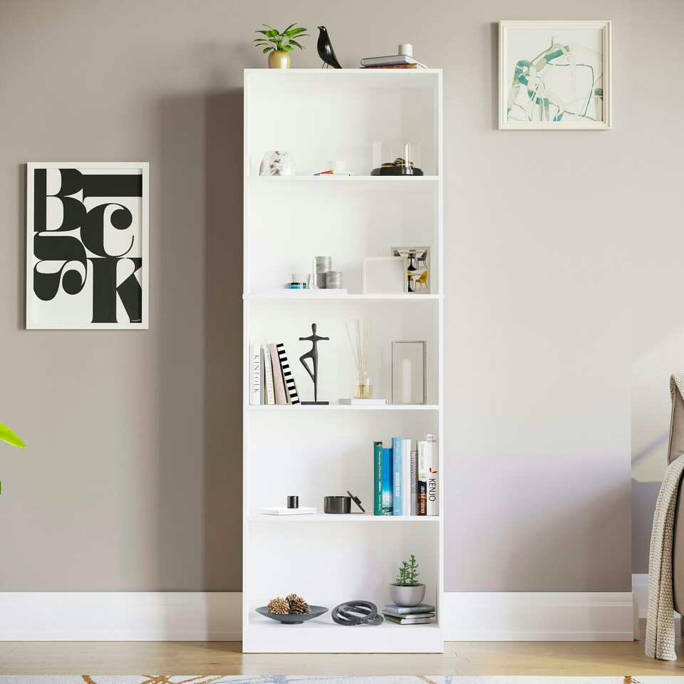 image 1 of Vida Designs Cambridge 5 Tier Extra Large Bookcase Display Storage, White