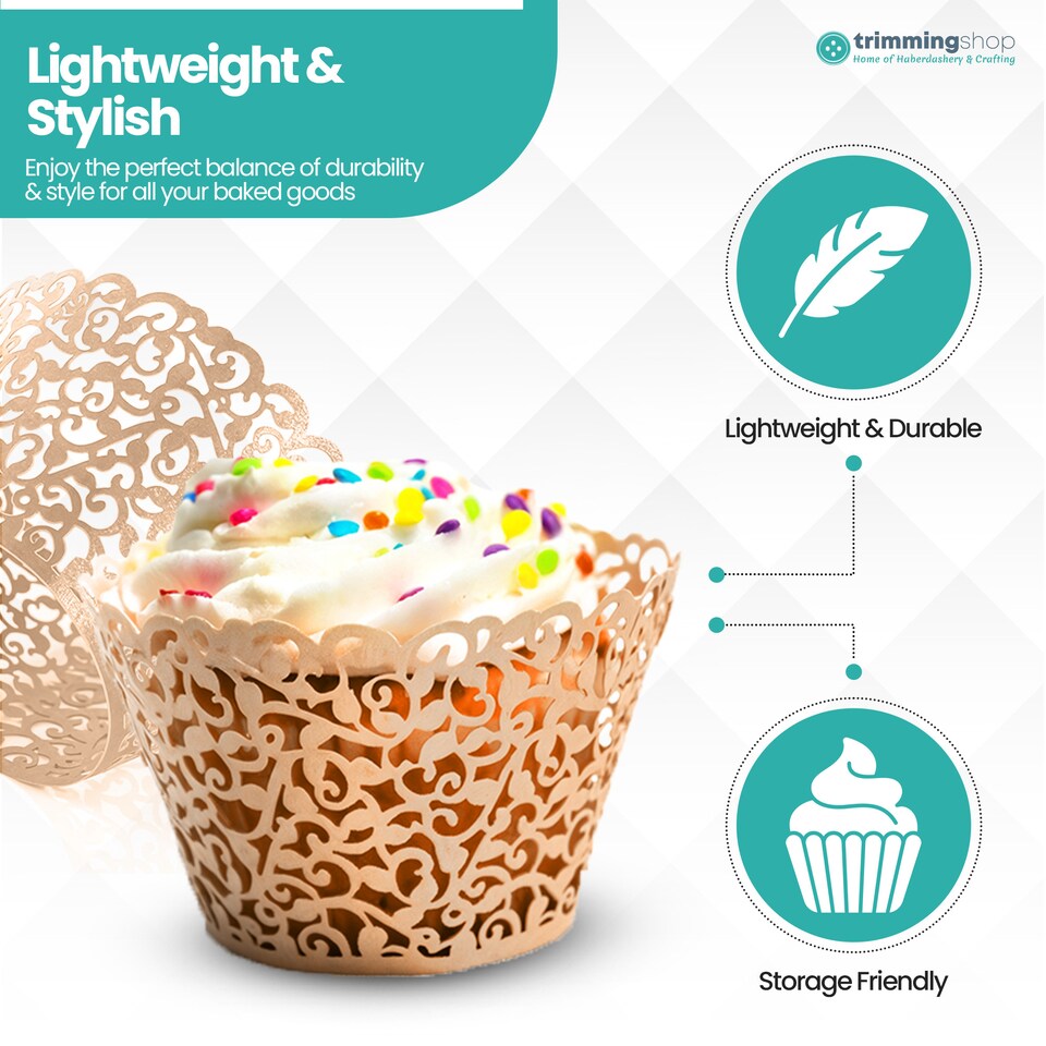 image 1 of Cupcake Wrappers Laser Cut Floral Design Paper Cup Holders - 25pcs