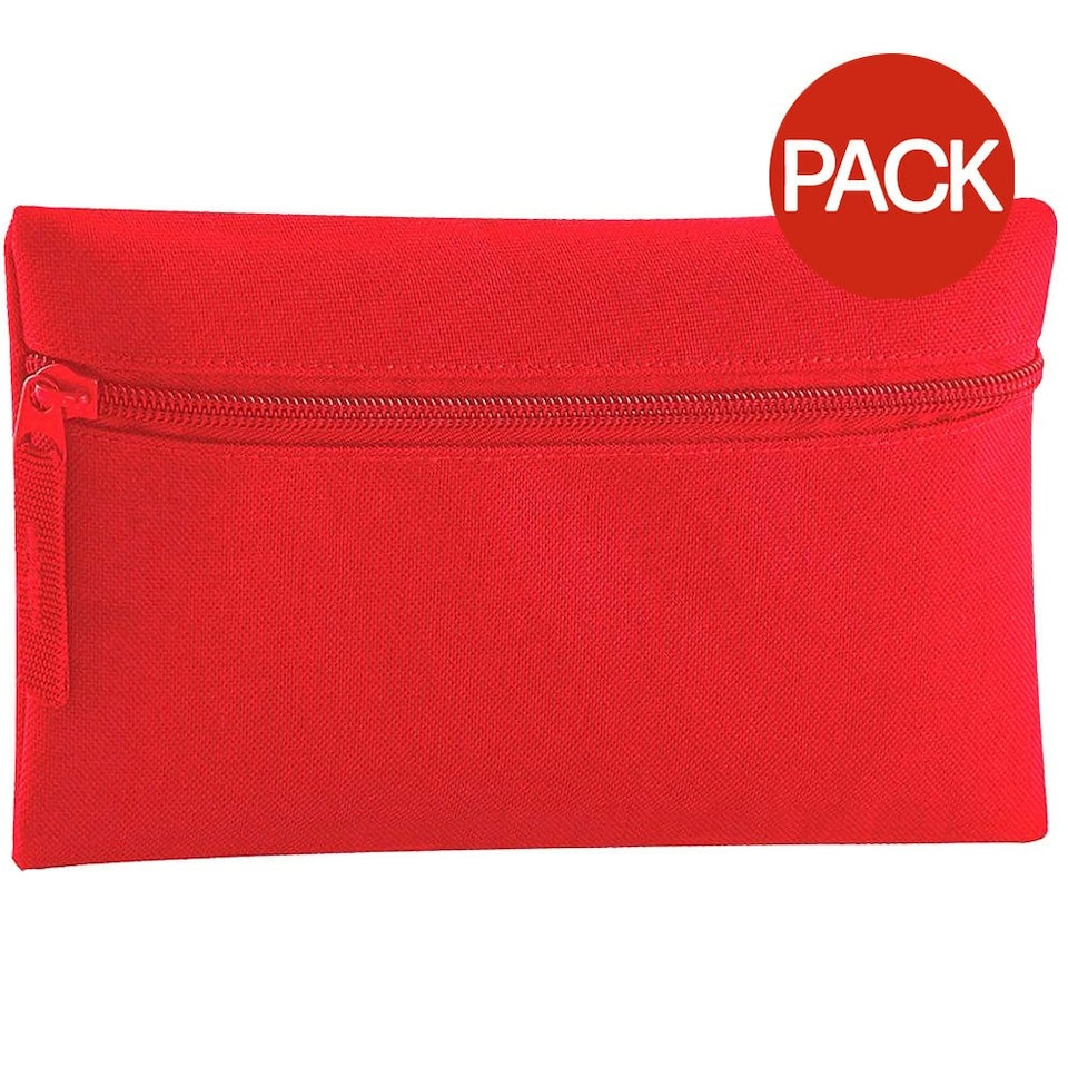 image 1 of Quadra Classic Zip Up Pencil Case (Pack of 2) - Classic Red - One Size