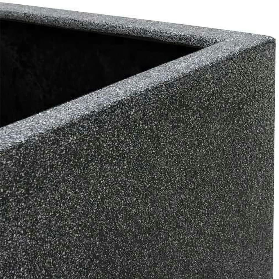 image 1 of Primrose Poly Terrazzo Stone Large Grey Tall Cube Patio Planter 79cm