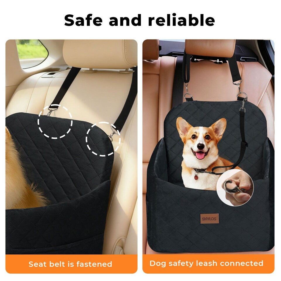 image 1 of Skylos Pet Booster Dog Car Seat Travel Carrier Bed Bag Basket Puppy | Black | Black