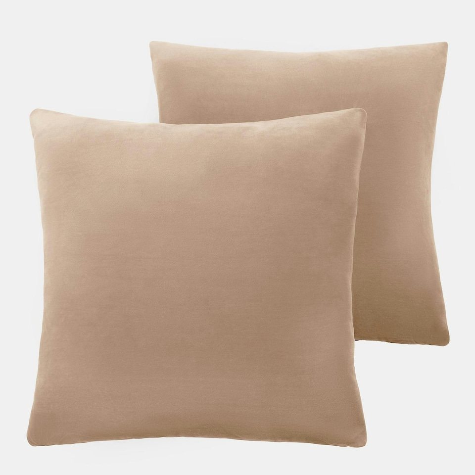image 1 of OHS 2 x Soft Plain Matte Velvet Cushion Covers, 45x45cm - Natural | Yellow | Natural | 45x45cm | 2