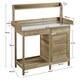 image 4 of Yaheetech Outdoor Garden Potting Bench with Cabinet Drawer Open Shelf-Light Brown | Green | Light Green | One Size | 1