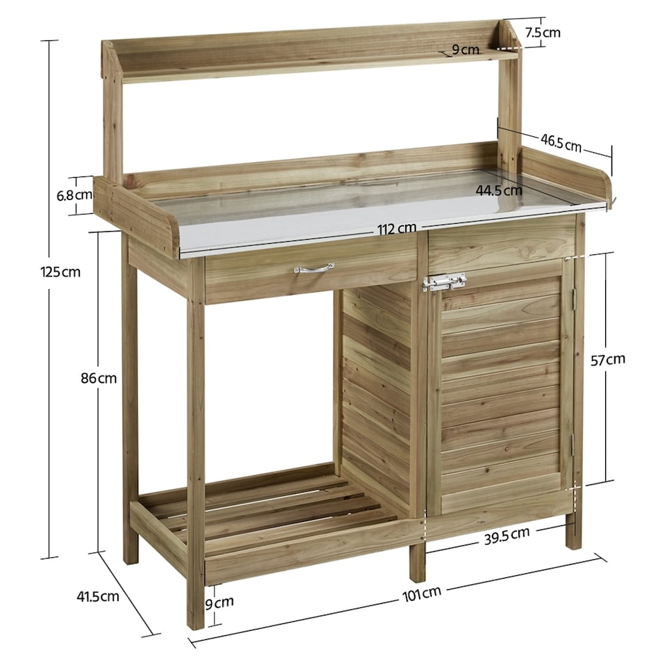 image 1 of Yaheetech Outdoor Garden Potting Bench with Cabinet Drawer Open Shelf-Light Brown | Green | Light Green | One Size | 1