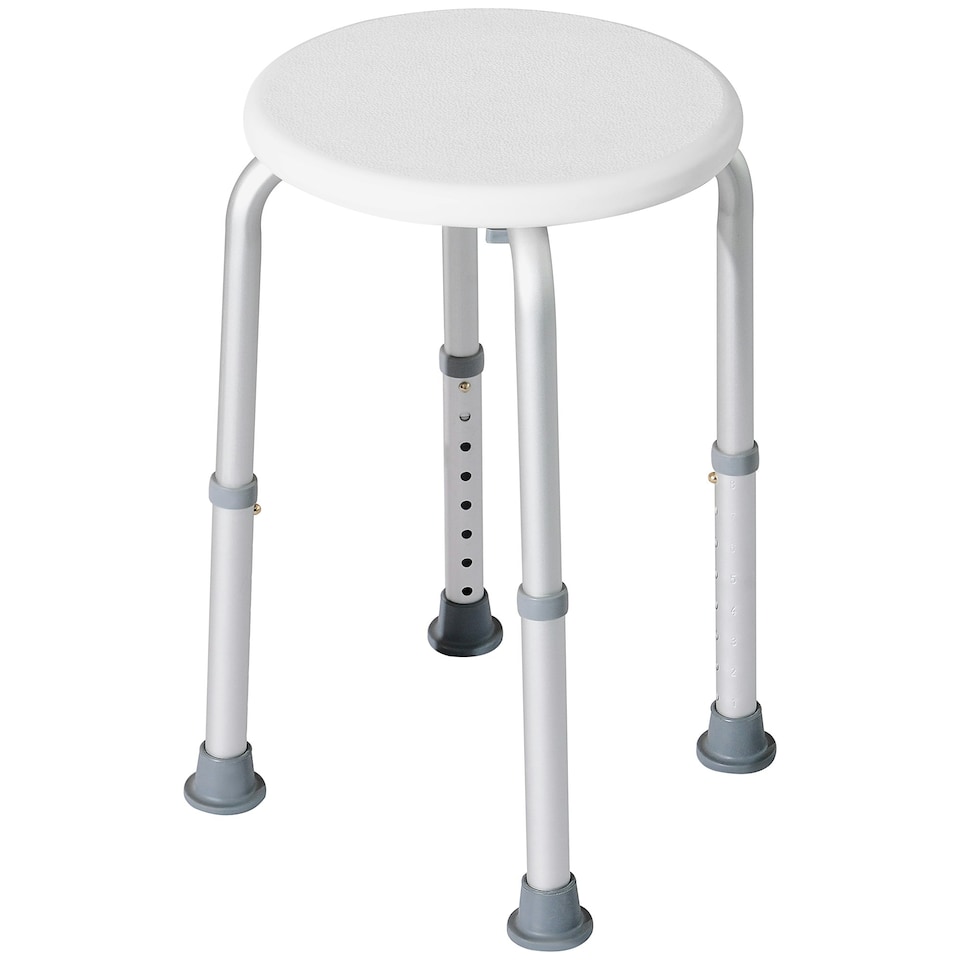 image 1 of HOMCOM Shower Chair, Adjustable Height Shower Stool with Aluminium Frame and Non-Slip Feet, Bathtub Stool Seat for Elderly Disabled Handicap, White