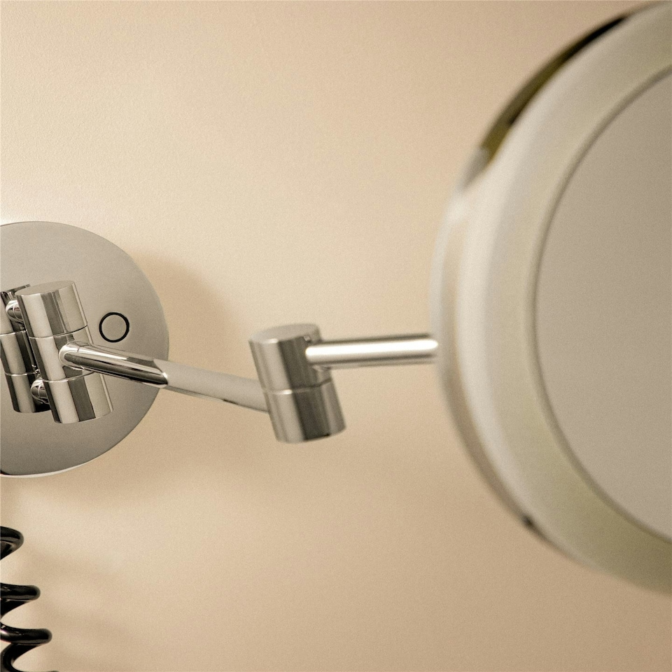image 1 of Cosmic Wall Magnifying Mirror with Adjustable LED Light for Bathroom, Light Grey