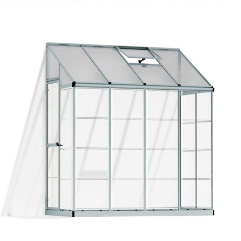 image 1 of Lean To Greenhouse 8 x 4 - Silver Hybrid Polycarbonate - L243.8 x W123.8 x H224.7 cm - Silver