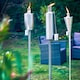 image 7 of Harbour Housewares Metal Barrel Garden Fire Torches - 1.46m - Silver - Pack of 2