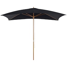Outsunny Wooden Garden Parasol Sun Shade Patio Umbrella Canopy Black