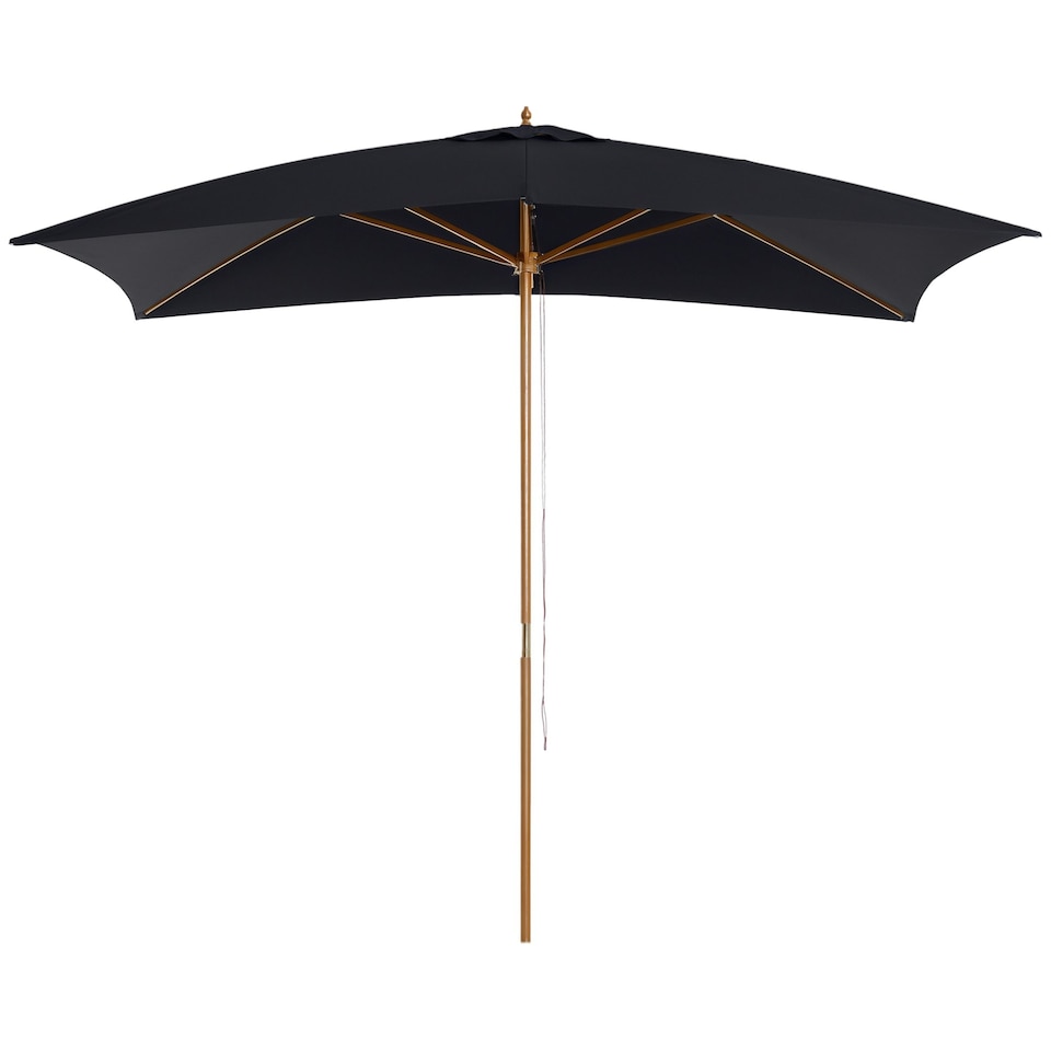 image 1 of Outsunny Wooden Garden Parasol Sun Shade Patio Umbrella Canopy Black