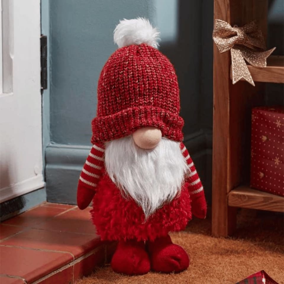 image 1 of 40cm Large Red Gonk with Bobbly Hat Christmas Decoration