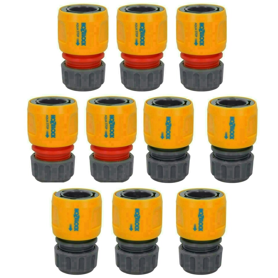 image 1 of Hozelock Quick Release Fitting & Aqua Water Stop Garden Hose Pipe Yard 10pk