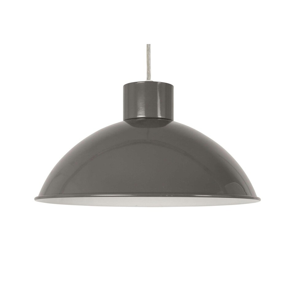 image 1 of Set of 2 Domed - Grey Easy Fit Metal Pendant Shades Grey