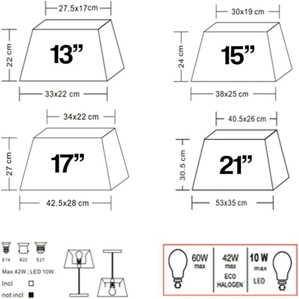 image 1 of Modern Rectangle Linen Light Shade Table or Floor lamps 13 inch Cream