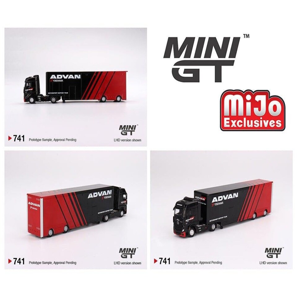 image 1 of Mercedes Benz Actros With Racing Transporter Advan RHD 1:64 Scale MGT00741R
