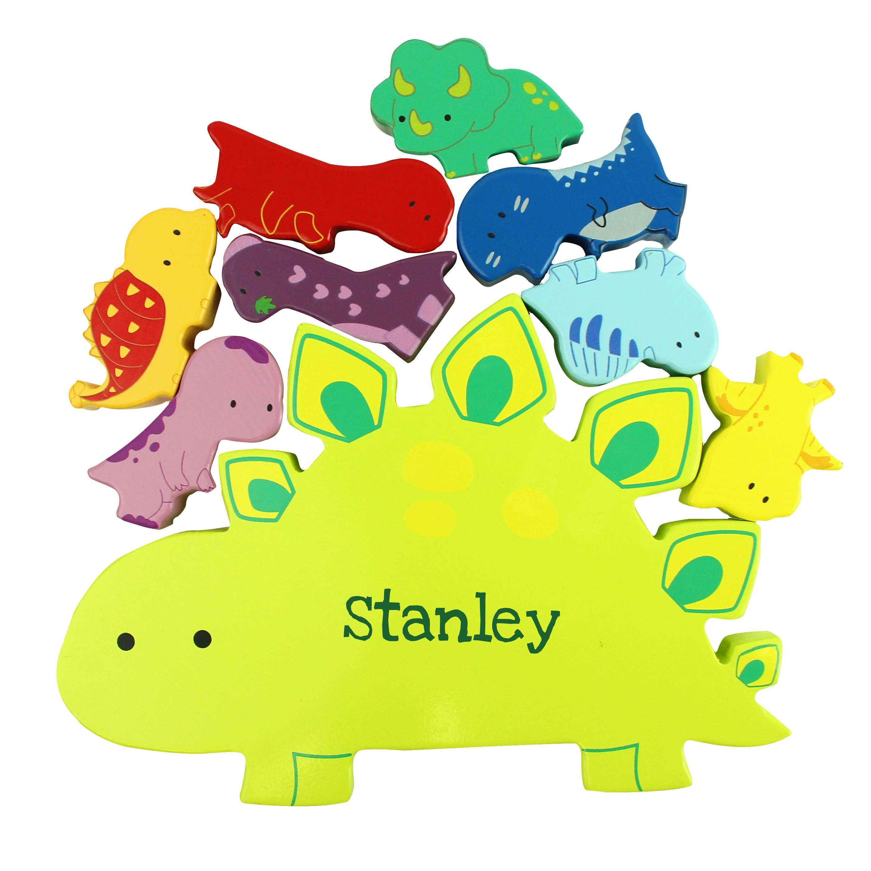 Personalised Memento Company Wooden Dinosaur Stacker Toy
