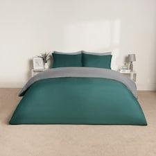 OHS Reversible Microfibre Duvet Cover and Pillowcase Bedding Set Multi | Teal and Grey | Double