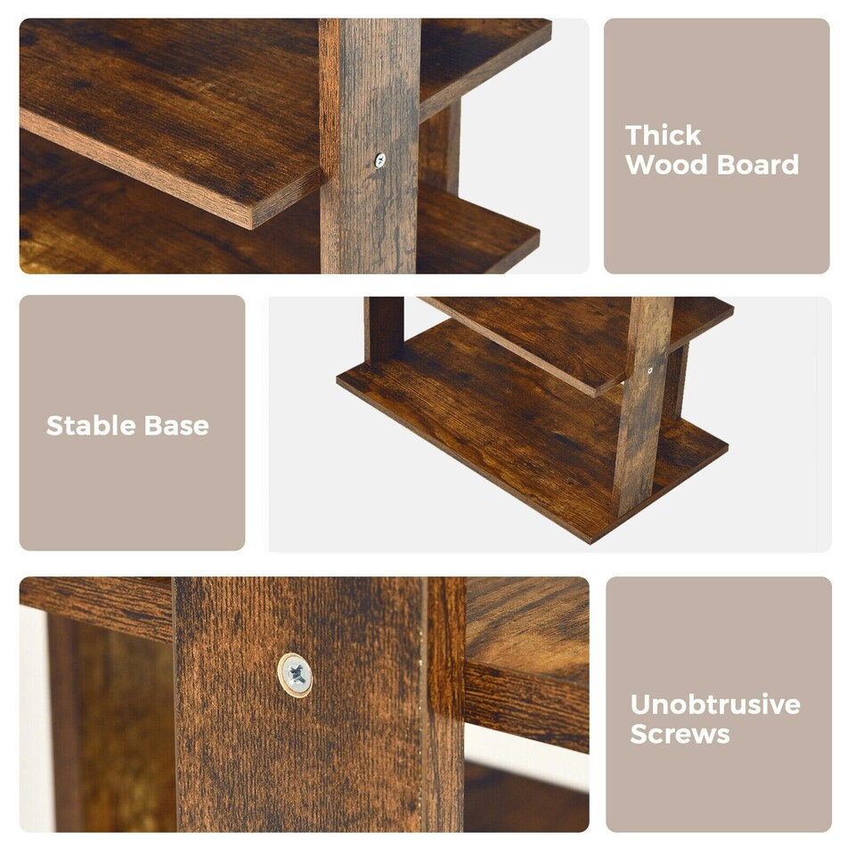 image 1 of COSTWAY 7-tier Double Shoe Storage Tower Rack Stand Brown Brown