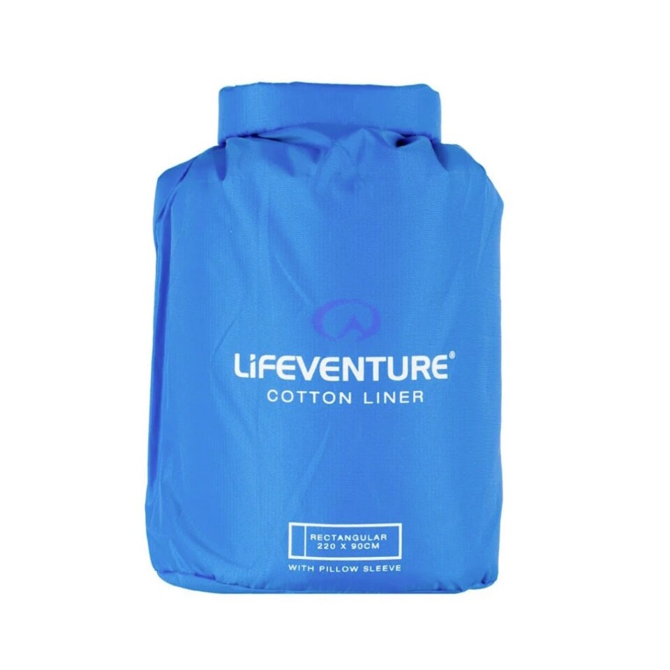image 1 of Lifeventure Cotton Sleeping Bag Liner Rectangular 220 x 90cm Blue