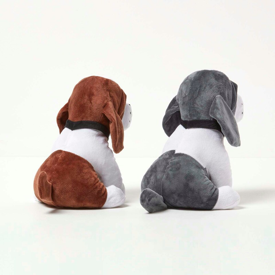 image 1 of Homescapes Set of 2 Brown and Grey Dog Doorstops