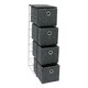 image 2 of JVL Shadow 4 Drawer Narrow Fabric Storage Tower, Grey Grey