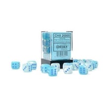 Gemini 12mm d6 Pearl Turquoise-White/blue Luminary Dice Block (36 dice)