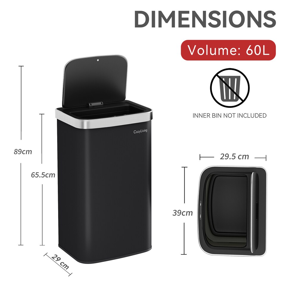 image 1 of CozyLiving 60L Automatic Sensor Waste Bin Hands-Free Motion Activated Kitchen Bin
