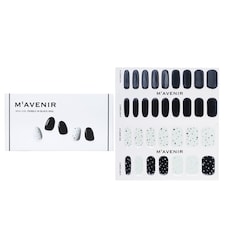 Nail Sticker (black) - # Pebble In Black Nail - 32pcs Black