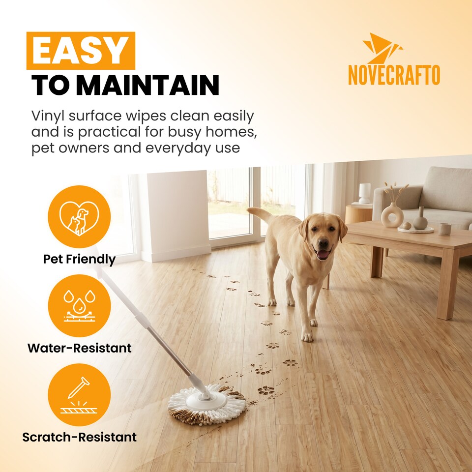 image 1 of NOVECRAFTO Self Adhesive Floor Planks | 36x5.98in (91.4x15.2cm) Each | Peel & Stick Vinyl Flooring | Honey Drift Timber Effect | Waterproof DIY Tiles | Brown | 0.97 sqm