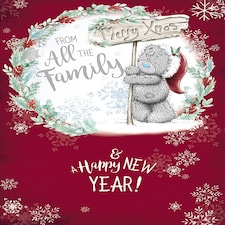 From All The Family Tatty Teddy With Wish Sign Board Design Christmas Card