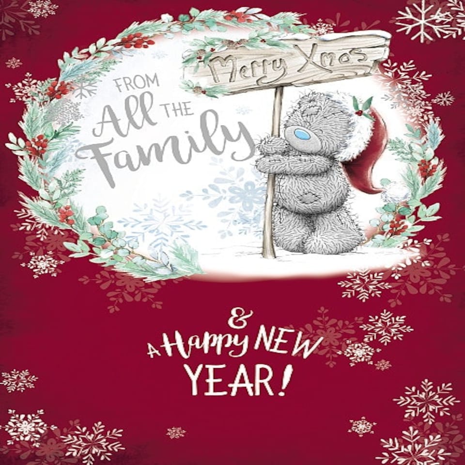 image 1 of From All The Family Tatty Teddy With Wish Sign Board Design Christmas Card